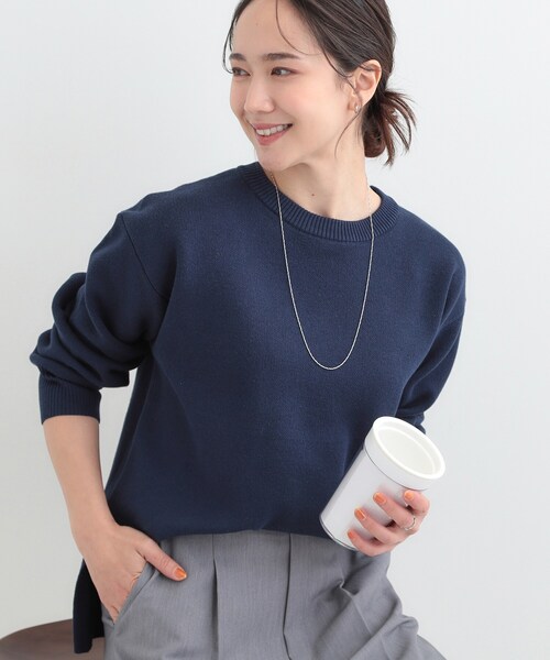 SHOO・LA・RUE（シューラルー）の「【S-LL/洗濯機可/体型カバー】大人世代も取り入れやすい スウェットライクニット（ニット/セーター・レディース・ネイビー/ピンク系/イエロー系その他/ホワイト系5・01/02/03/04）」の3枚目の写真