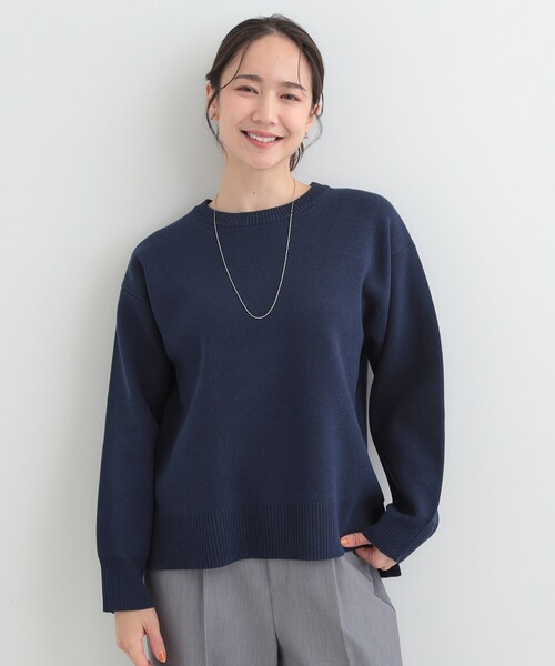 SHOO・LA・RUE（シューラルー）の「【S-LL/洗濯機可/体型カバー】大人世代も取り入れやすい スウェットライクニット（ニット/セーター・レディース・ネイビー/ピンク系/イエロー系その他/ホワイト系5・01/02/03/04）」の9枚目の写真