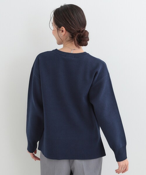 SHOO・LA・RUE（シューラルー）の「【S-LL/洗濯機可/体型カバー】大人世代も取り入れやすい スウェットライクニット（ニット/セーター・レディース・ネイビー/ピンク系/イエロー系その他/ホワイト系5・01/02/03/04）」の10枚目の写真