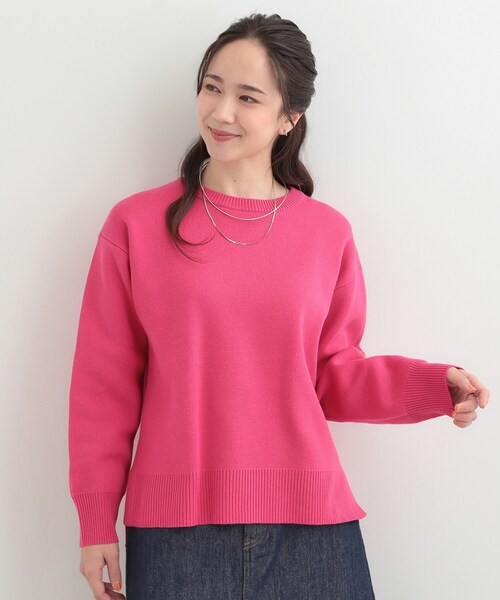 SHOO・LA・RUE（シューラルー）の「【S-LL/洗濯機可/体型カバー】大人世代も取り入れやすい スウェットライクニット（ニット/セーター・レディース・ネイビー/ピンク系/イエロー系その他/ホワイト系5・01/02/03/04）」の13枚目の写真