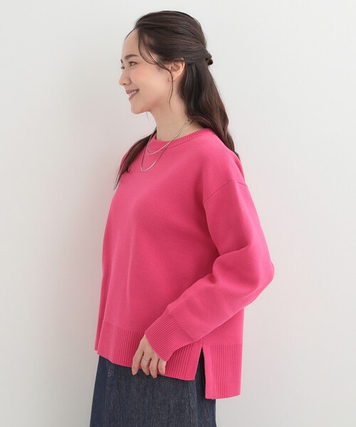 SHOO・LA・RUE（シューラルー）の「【S-LL/洗濯機可/体型カバー】大人世代も取り入れやすい スウェットライクニット（ニット/セーター・レディース・ネイビー/ピンク系/イエロー系その他/ホワイト系5・01/02/03/04）」の14枚目の写真