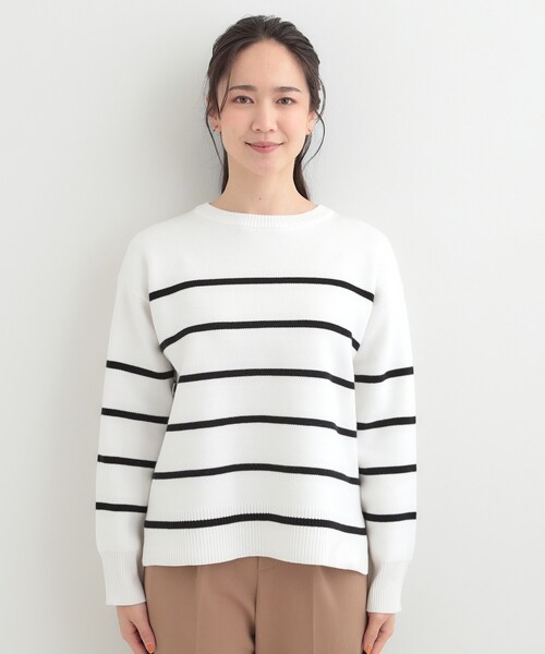 SHOO・LA・RUE（シューラルー）の「【S-LL/洗濯機可/体型カバー】大人世代も取り入れやすい スウェットライクニット（ニット/セーター・レディース・ネイビー/ピンク系/イエロー系その他/ホワイト系5・01/02/03/04）」の21枚目の写真