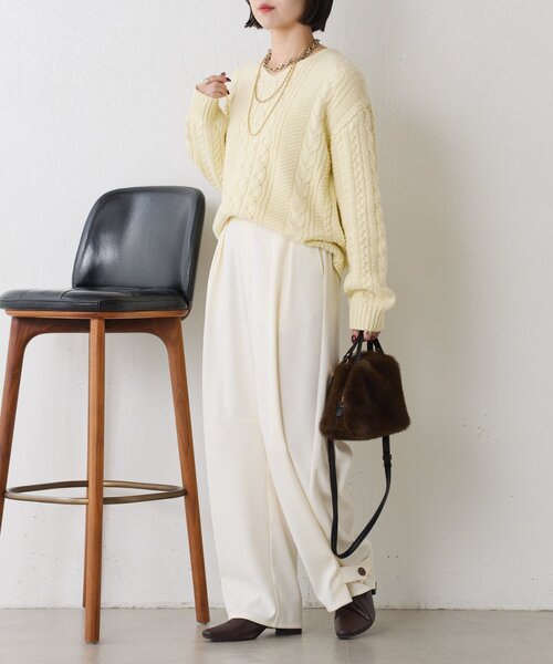Jena espace merveilleux(ジェナ エスパスメルヴェイユ)の「裾ボタンカーブパンツ(その他パンツ・レディース・イエロー/オフホワイト/グレー・FREE)」の5枚目の写真