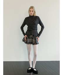 CHECK FRILL SKIRT PANTS / BLACK