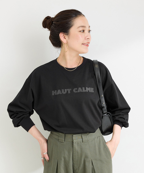 B.C STOCK（ベーセーストック）の「《追加3》手洗い可 / フロッキープリントロゴロンTEE（Tシャツ/カットソー・レディース・ホワイト/ブラック・FREE）」の2枚目の写真