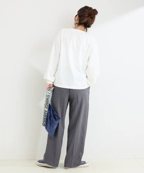 B.C STOCK（ベーセーストック）の「《追加3》手洗い可 / フロッキープリントロゴロンTEE（Tシャツ/カットソー・レディース・ホワイト/ブラック・FREE）」の6枚目の写真