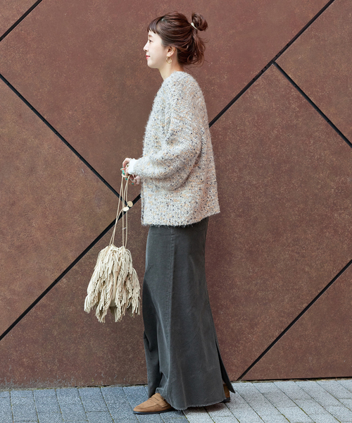 B.C STOCK(ベーセーストック)の「《追加10》手洗い可 / ポコポコヤーンミックス2WAYカーディガン(カーディガン/ボレロ・レディース・チャコールグレー/ホワイト/レッド/ラベンダー・FREE)」の14枚目の写真