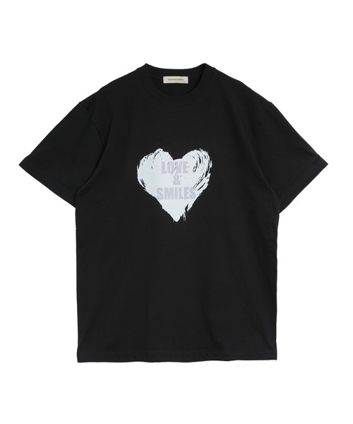 September SEOUL(セプテンバーソウル)の「LOVE & SMILE グラフィックTシャツ(Tシャツ/カットソー・レディース・ホワイト/ブラック・FREE)」の6枚目の写真