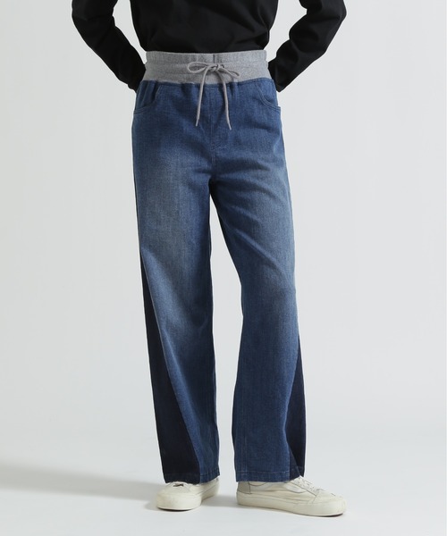 AVIREX（アヴィレックス）の「WAIST RIB COLOR BLOCKED DENIM PANTS（デニムパンツ・レディース・ベージュ/インディゴブルー/ライトインディゴブルー・S/M）」の15枚目の写真