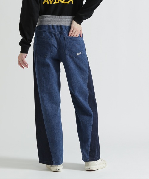 AVIREX（アヴィレックス）の「WAIST RIB COLOR BLOCKED DENIM PANTS（デニムパンツ・レディース・ベージュ/インディゴブルー/ライトインディゴブルー・S/M）」の16枚目の写真
