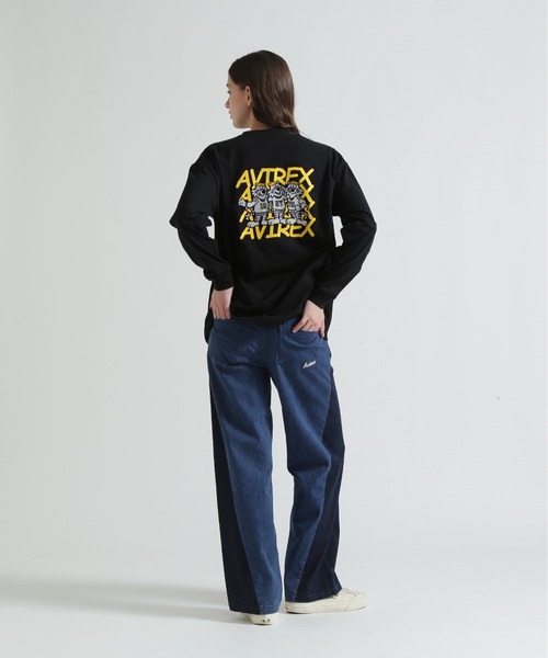 AVIREX（アヴィレックス）の「WAIST RIB COLOR BLOCKED DENIM PANTS（デニムパンツ・レディース・ベージュ/インディゴブルー/ライトインディゴブルー・S/M）」の17枚目の写真