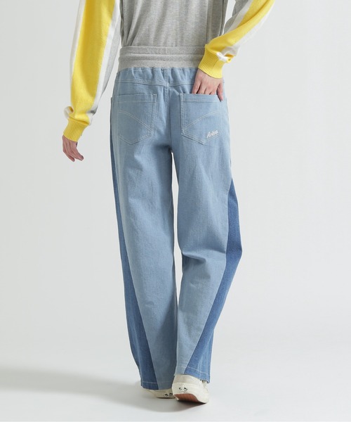 AVIREX（アヴィレックス）の「WAIST RIB COLOR BLOCKED DENIM PANTS（デニムパンツ・レディース・ベージュ/インディゴブルー/ライトインディゴブルー・S/M）」の5枚目の写真
