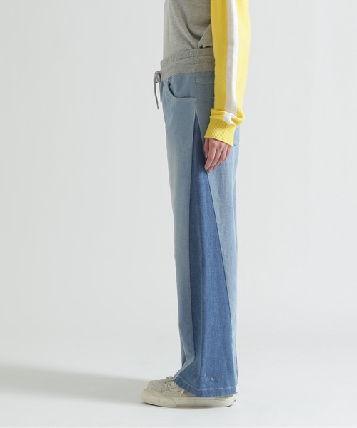 AVIREX（アヴィレックス）の「WAIST RIB COLOR BLOCKED DENIM PANTS（デニムパンツ・レディース・ベージュ/インディゴブルー/ライトインディゴブルー・S/M）」の8枚目の写真