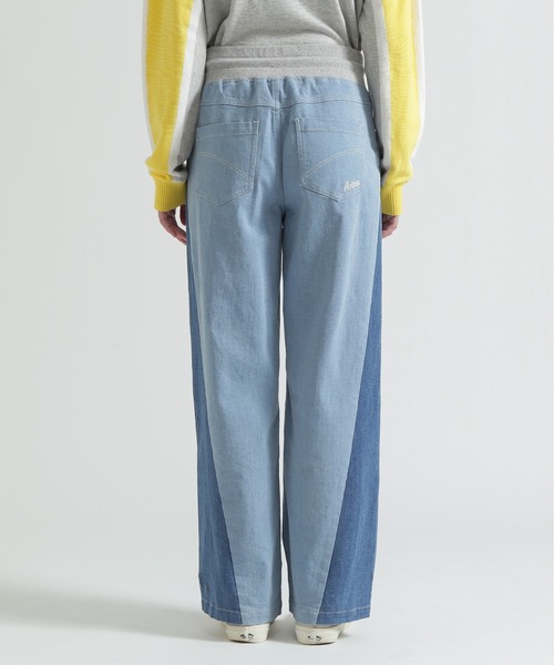 AVIREX（アヴィレックス）の「WAIST RIB COLOR BLOCKED DENIM PANTS（デニムパンツ・レディース・ベージュ/インディゴブルー/ライトインディゴブルー・S/M）」の9枚目の写真