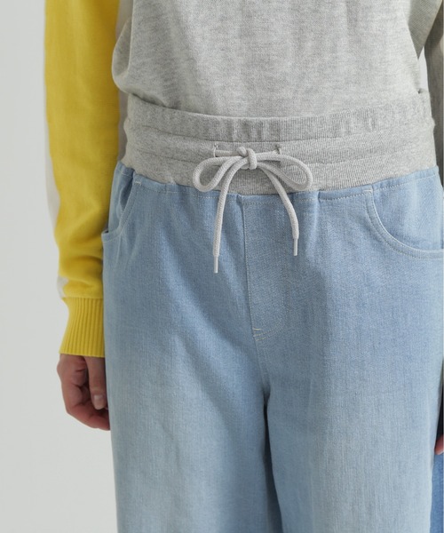 AVIREX（アヴィレックス）の「WAIST RIB COLOR BLOCKED DENIM PANTS（デニムパンツ・レディース・ベージュ/インディゴブルー/ライトインディゴブルー・S/M）」の10枚目の写真