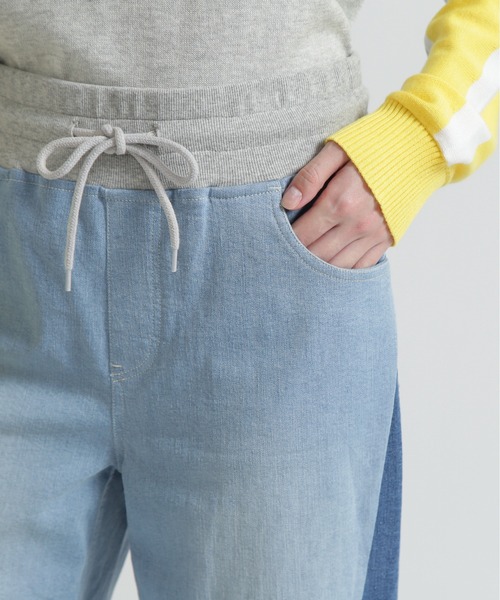 AVIREX（アヴィレックス）の「WAIST RIB COLOR BLOCKED DENIM PANTS（デニムパンツ・レディース・ベージュ/インディゴブルー/ライトインディゴブルー・S/M）」の11枚目の写真