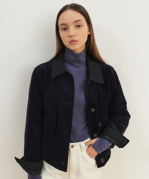 コーデュロイパディッドジャンパー_NAVY