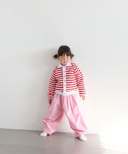 LOWRYS FARM（ローリーズファーム）の「ボーダーニットポロＬＳ　636835（ニット/セーター・キッズ・レッド/ブルー・120cm/110cm/150cm/140cm/130cm）」の3枚目の写真