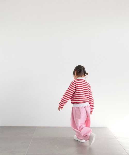 LOWRYS FARM（ローリーズファーム）の「ボーダーニットポロＬＳ　636835（ニット/セーター・キッズ・レッド/ブルー・120cm/110cm/150cm/140cm/130cm）」の4枚目の写真