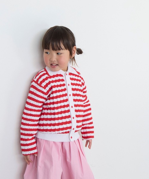 LOWRYS FARM（ローリーズファーム）の「ボーダーニットポロＬＳ　636835（ニット/セーター・キッズ・レッド/ブルー・120cm/110cm/150cm/140cm/130cm）」の6枚目の写真