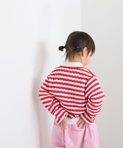 LOWRYS FARM（ローリーズファーム）の「ボーダーニットポロＬＳ　636835（ニット/セーター・キッズ・レッド/ブルー・120cm/110cm/150cm/140cm/130cm）」の7枚目の写真