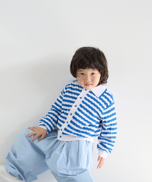 LOWRYS FARM（ローリーズファーム）の「ボーダーニットポロＬＳ　636835（ニット/セーター・キッズ・レッド/ブルー・120cm/110cm/150cm/140cm/130cm）」の11枚目の写真