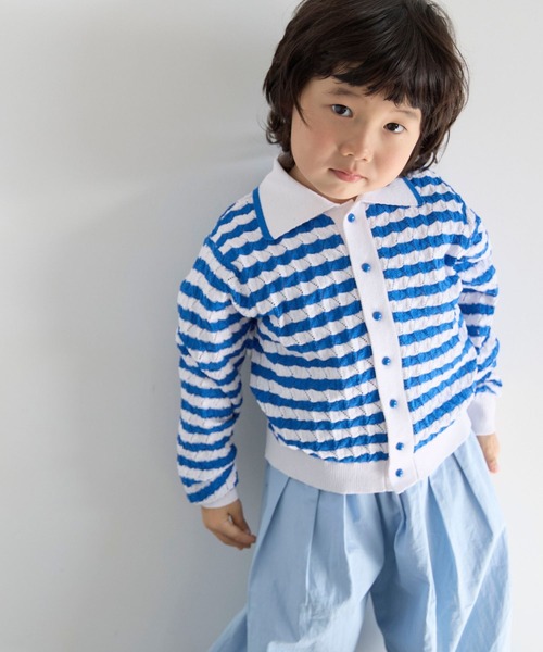 LOWRYS FARM（ローリーズファーム）の「ボーダーニットポロＬＳ　636835（ニット/セーター・キッズ・レッド/ブルー・120cm/110cm/150cm/140cm/130cm）」の12枚目の写真