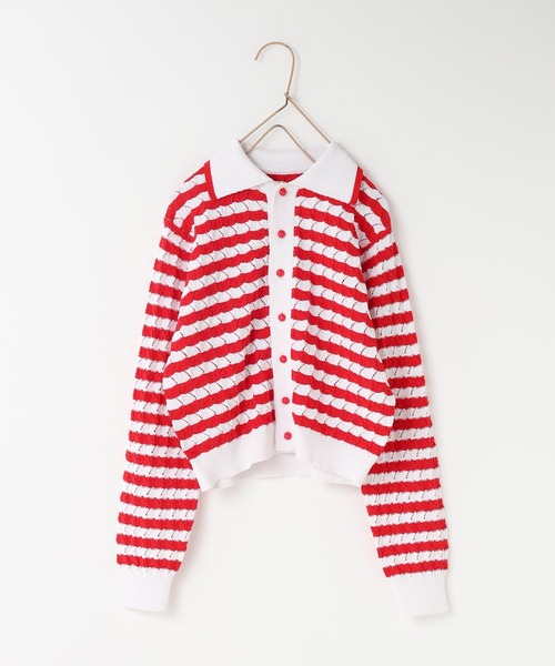 LOWRYS FARM（ローリーズファーム）の「ボーダーニットポロＬＳ　636835（ニット/セーター・キッズ・レッド/ブルー・120cm/110cm/150cm/140cm/130cm）」の13枚目の写真