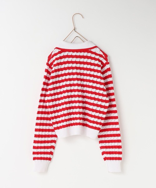 LOWRYS FARM（ローリーズファーム）の「ボーダーニットポロＬＳ　636835（ニット/セーター・キッズ・レッド/ブルー・120cm/110cm/150cm/140cm/130cm）」の17枚目の写真