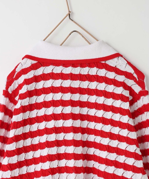 LOWRYS FARM（ローリーズファーム）の「ボーダーニットポロＬＳ　636835（ニット/セーター・キッズ・レッド/ブルー・120cm/110cm/150cm/140cm/130cm）」の18枚目の写真