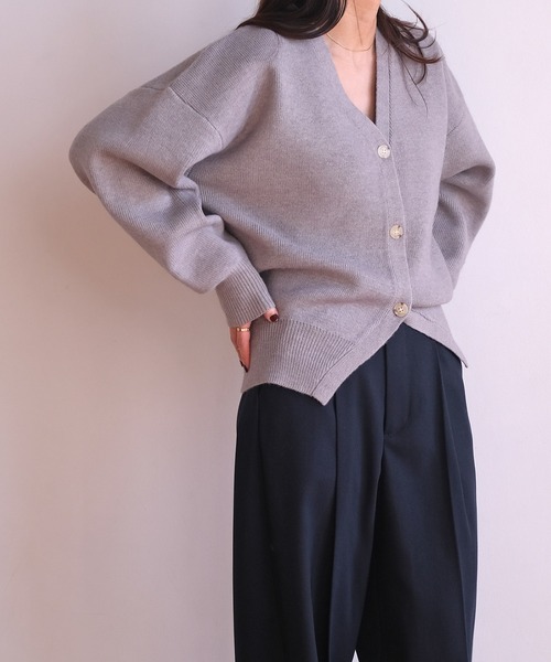 AKTE（アクテ）の「ボリュームニットカーディガン（カーディガン/ボレロ・レディース・ベビーピンク/ライトグレー・FREE）」の8枚目の写真