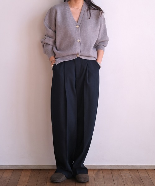 AKTE（アクテ）の「ボリュームニットカーディガン（カーディガン/ボレロ・レディース・ベビーピンク/ライトグレー・FREE）」の9枚目の写真