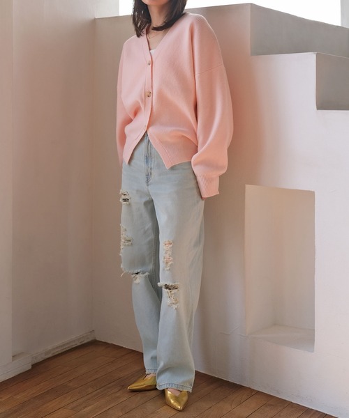 AKTE（アクテ）の「ボリュームニットカーディガン（カーディガン/ボレロ・レディース・ベビーピンク/ライトグレー・FREE）」の11枚目の写真