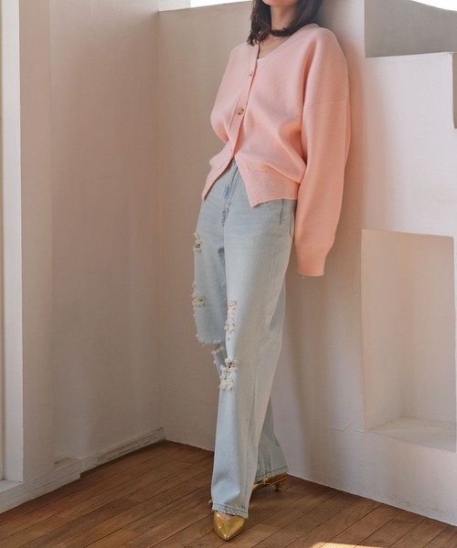 AKTE（アクテ）の「ボリュームニットカーディガン（カーディガン/ボレロ・レディース・ベビーピンク/ライトグレー・FREE）」の17枚目の写真