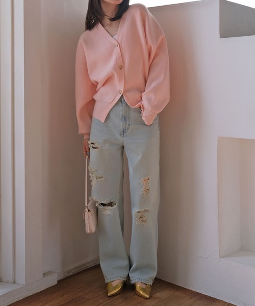 AKTE（アクテ）の「ボリュームニットカーディガン（カーディガン/ボレロ・レディース・ベビーピンク/ライトグレー・FREE）」の10枚目の写真