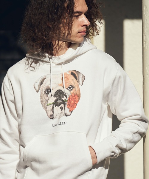 UN-FILLED（アンフィルド）の「mpa4028- REAL GERBERA DOG HOODIE パーカー（ブルドッグ）(SDUF-2603BD)（パーカー・メンズ・グレー/ホワイト・XL/L/M）」の3枚目の写真