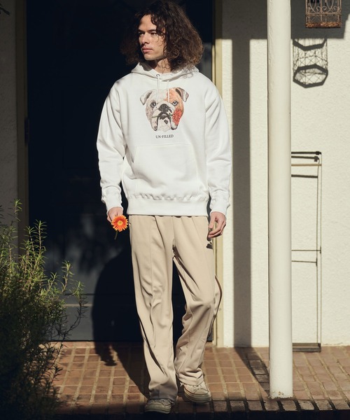 UN-FILLED（アンフィルド）の「mpa4028- REAL GERBERA DOG HOODIE パーカー（ブルドッグ）(SDUF-2603BD)（パーカー・メンズ・グレー/ホワイト・XL/L/M）」の6枚目の写真