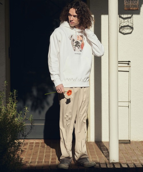 UN-FILLED（アンフィルド）の「mpa4028- REAL GERBERA DOG HOODIE パーカー（ブルドッグ）(SDUF-2603BD)（パーカー・メンズ・グレー/ホワイト・XL/L/M）」の7枚目の写真