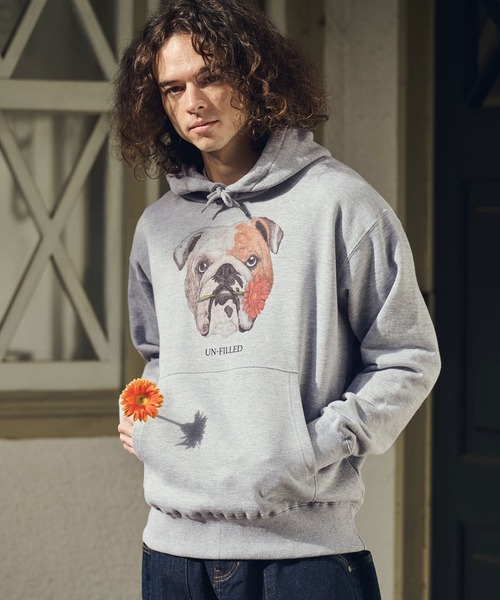 UN-FILLED（アンフィルド）の「mpa4028- REAL GERBERA DOG HOODIE パーカー（ブルドッグ）(SDUF-2603BD)（パーカー・メンズ・グレー/ホワイト・XL/L/M）」の10枚目の写真