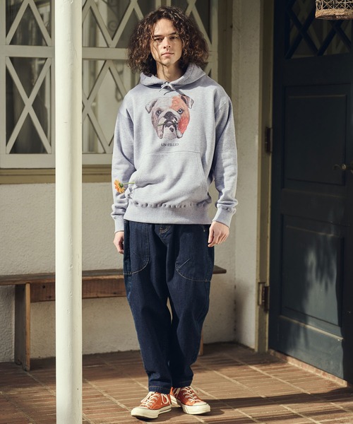 UN-FILLED（アンフィルド）の「mpa4028- REAL GERBERA DOG HOODIE パーカー（ブルドッグ）(SDUF-2603BD)（パーカー・メンズ・グレー/ホワイト・XL/L/M）」の12枚目の写真