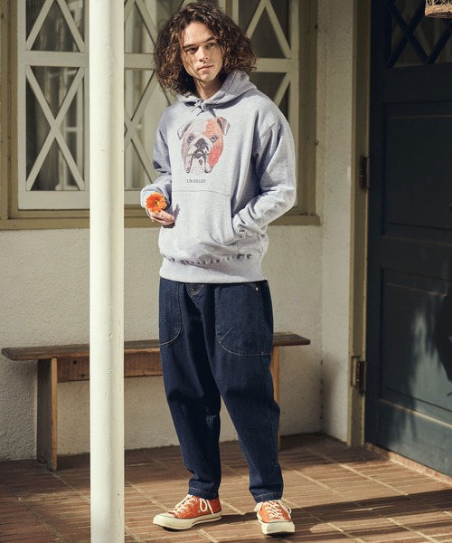 UN-FILLED（アンフィルド）の「mpa4028- REAL GERBERA DOG HOODIE パーカー（ブルドッグ）(SDUF-2603BD)（パーカー・メンズ・グレー/ホワイト・XL/L/M）」の13枚目の写真
