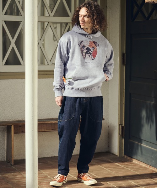 UN-FILLED（アンフィルド）の「mpa4028- REAL GERBERA DOG HOODIE パーカー（ブルドッグ）(SDUF-2603BD)（パーカー・メンズ・グレー/ホワイト・XL/L/M）」の14枚目の写真