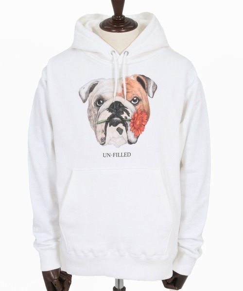 UN-FILLED（アンフィルド）の「mpa4028- REAL GERBERA DOG HOODIE パーカー（ブルドッグ）(SDUF-2603BD)（パーカー・メンズ・グレー/ホワイト・XL/L/M）」の15枚目の写真