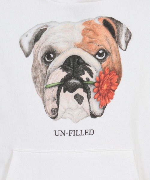 UN-FILLED（アンフィルド）の「mpa4028- REAL GERBERA DOG HOODIE パーカー（ブルドッグ）(SDUF-2603BD)（パーカー・メンズ・グレー/ホワイト・XL/L/M）」の17枚目の写真
