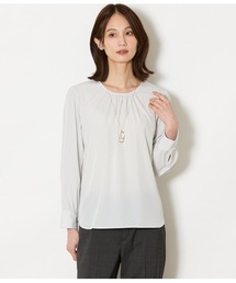 NEWYORKER（ニューヨーカー）の「ミニドットデシン フロントギャザー長袖ブラウス（シャツ/ブラウス）」