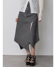 MURUA | 【セットアップ対応】ウォッシュアシメラッフルZIPスカート(スカート)