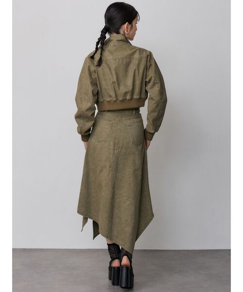 MURUA（ムルーア）の「【セットアップ対応】ウォッシュアシメラッフルZIPスカート（スカート・レディース・グレー/カーキ・1/2）」の8枚目の写真