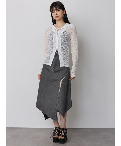 MURUA（ムルーア）の「【セットアップ対応】ウォッシュアシメラッフルZIPスカート（スカート・レディース・グレー/カーキ・1/2）」の10枚目の写真