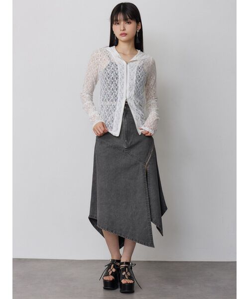 MURUA（ムルーア）の「【セットアップ対応】ウォッシュアシメラッフルZIPスカート（スカート・レディース・グレー/カーキ・1/2）」の11枚目の写真