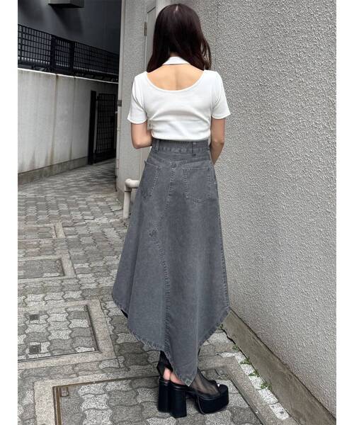 MURUA（ムルーア）の「【セットアップ対応】ウォッシュアシメラッフルZIPスカート（スカート・レディース・グレー/カーキ・1/2）」の16枚目の写真